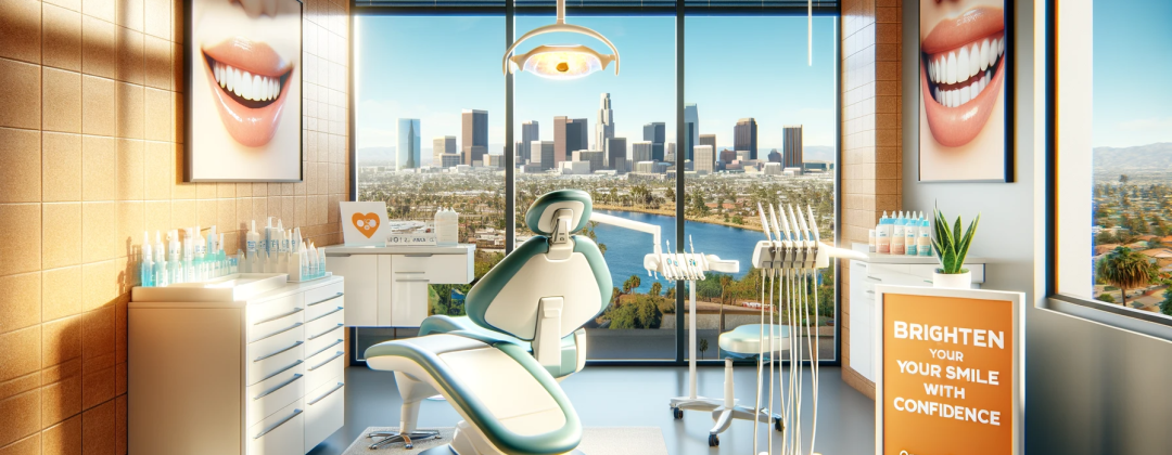 DALL·E 2024-01-12 15.37.51 - A bright and inviting dental office in Orange County, showcasing a variety of teeth whitening options. The scene includes a modern dental chair, a dis